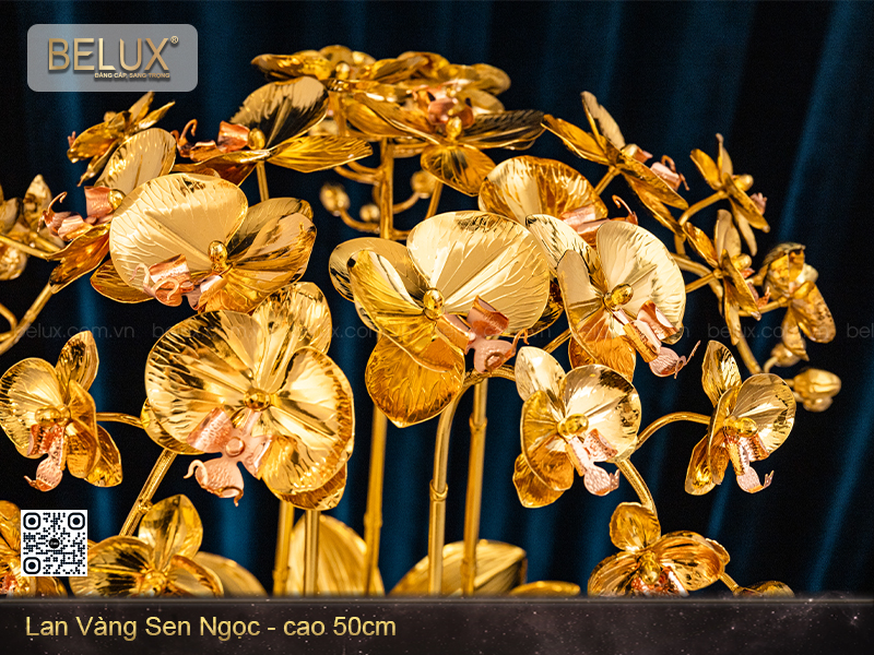 Chậu lan vàng sen ngọc mạ vàng 24k&nbsp;